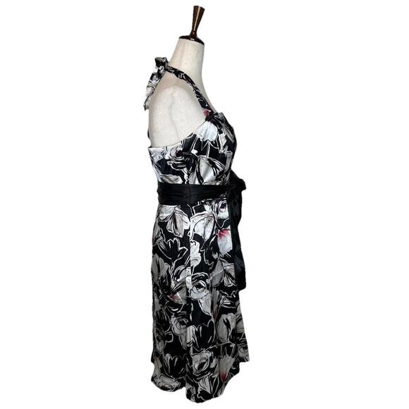 White House Black Market 100% Silk Size 6 Floral Print Halter Dress Tie Waist - Picture 5 of 9